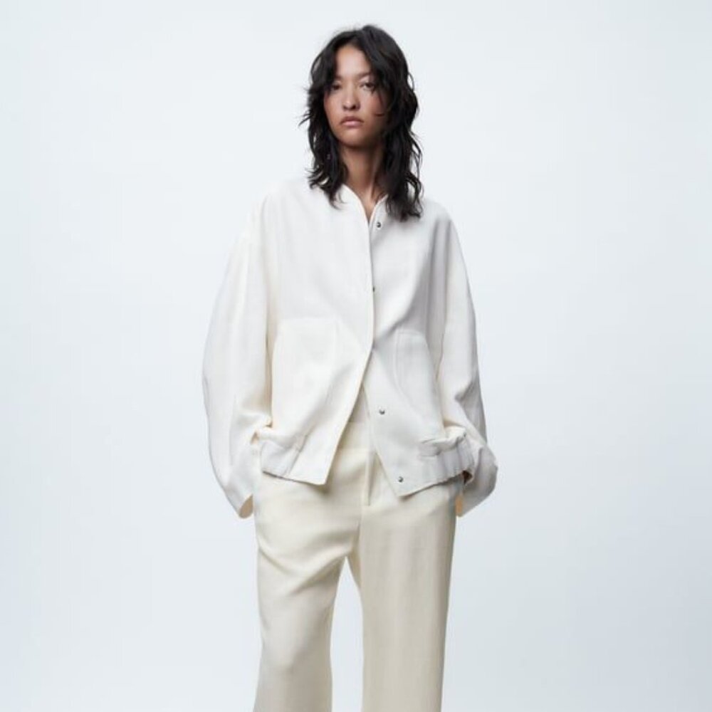 ZARA OVERSIZED LINEN BOMBER